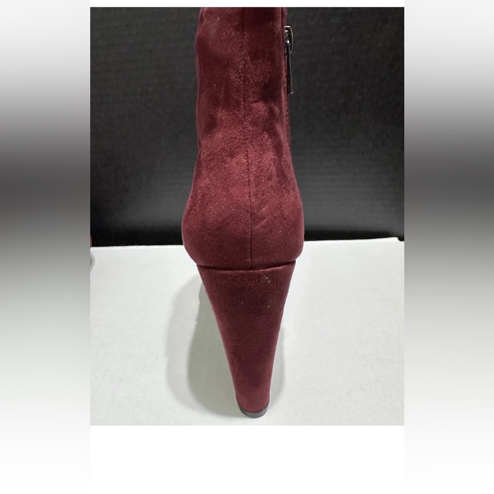 BAMBOO Rich Burgundy Heeled Boots - Picture 6 of 8